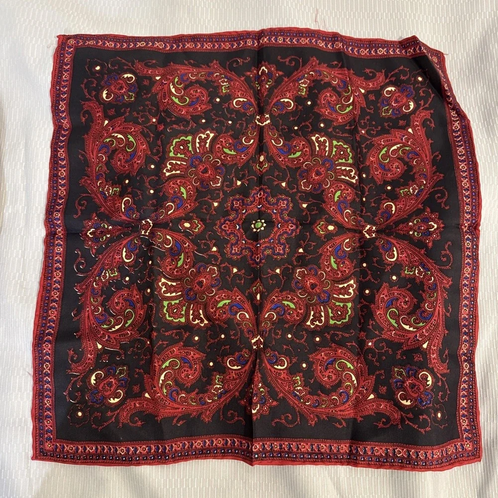 Vintage  Lot Of 2 100% Pure Silk Hand rolled Paisley Scarf 17/17